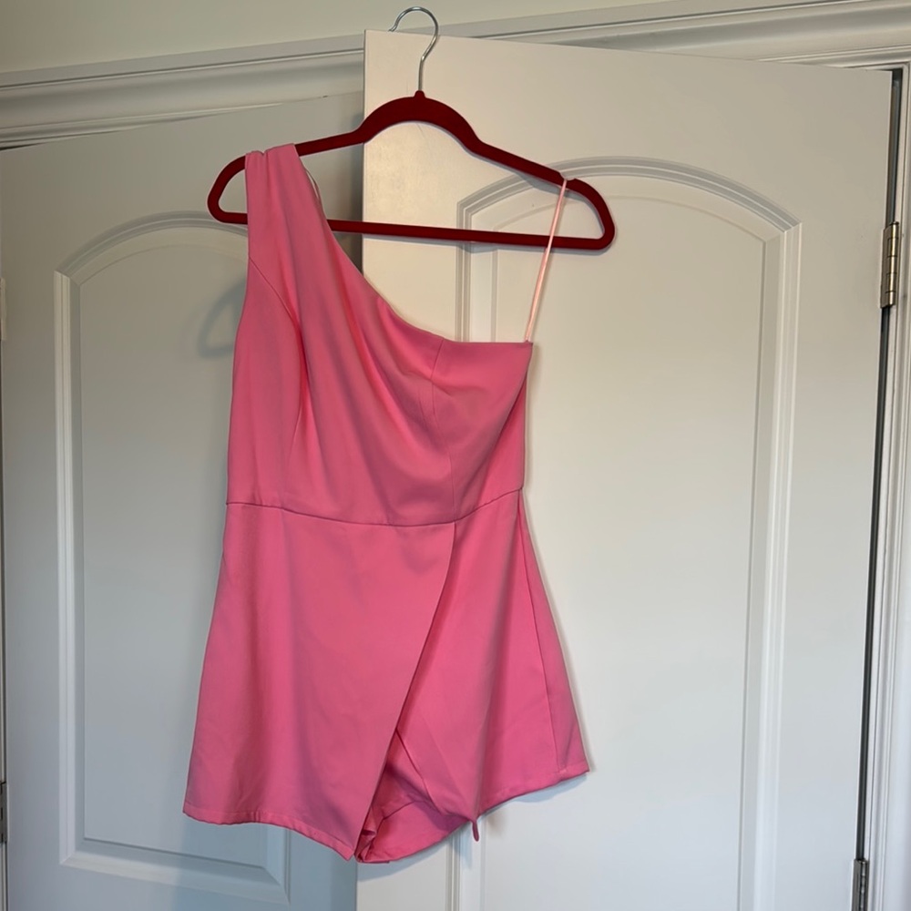 Vestique Pink Asymmetrical Ruched Cocktail Dress